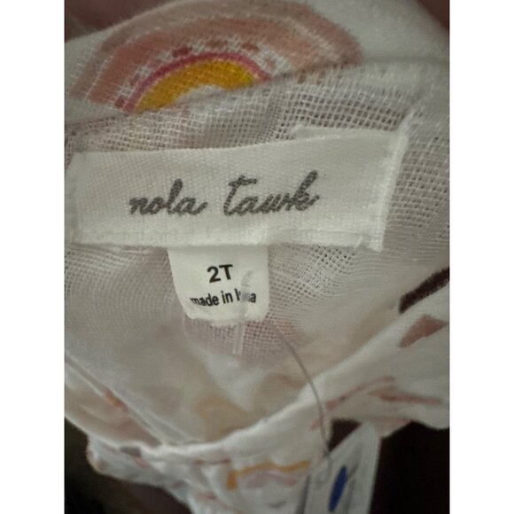 Nola Tawk Muslin Romper Chase Rainbows 2T Organic Cotton White Multicolor NWT - Picture 2 of 16